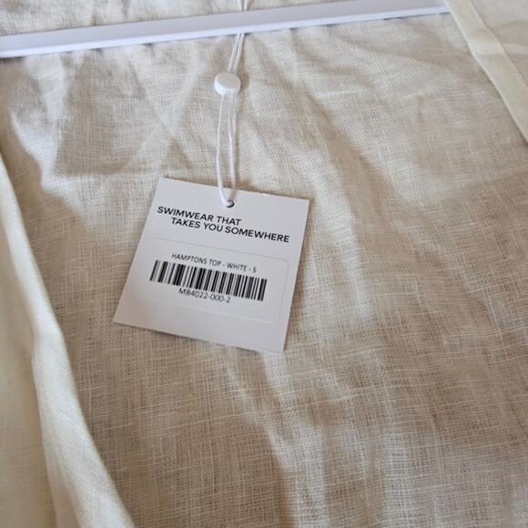Monday Beachwear Hamptons In White Linen Coastal Preppy Top Size Small - Picture 8 of 8